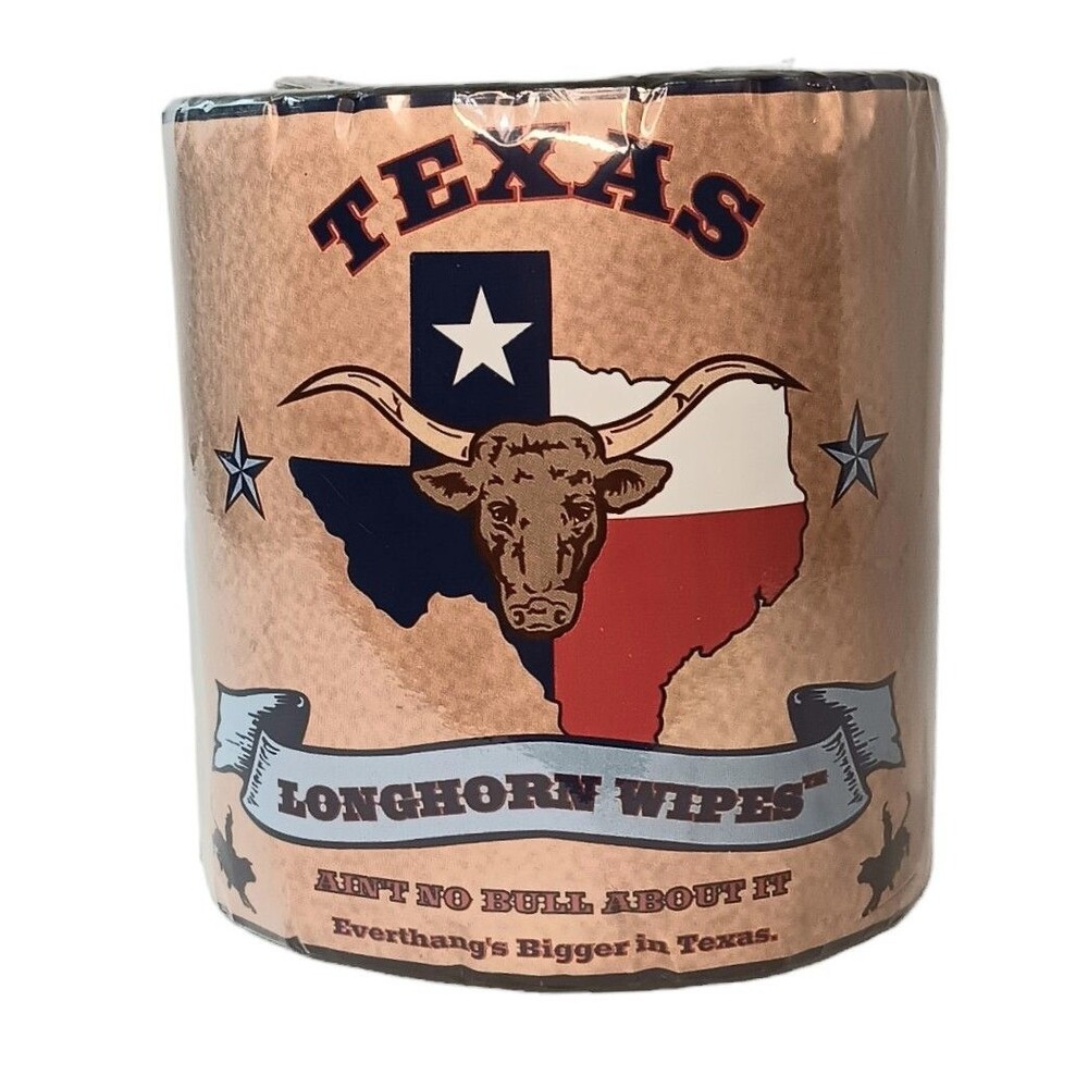 Texas Longhorn Wipes Toilet Paper Gag Gift Vintage New in Package Made in USA
